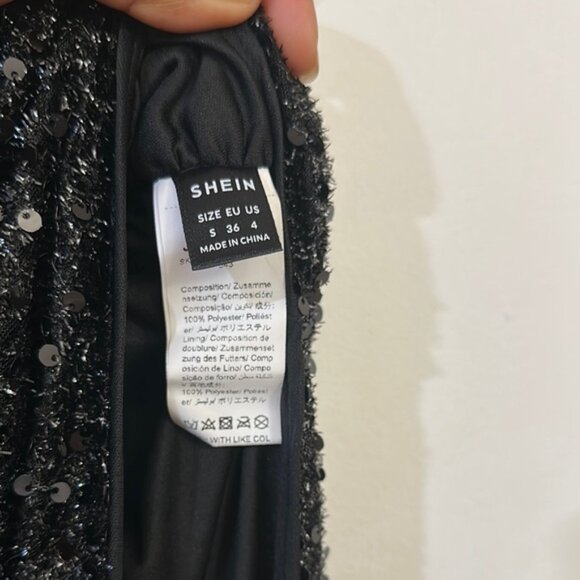 SHEIN Black Sequin Sweetheart Cocktail Dress - Picture 2 of 3